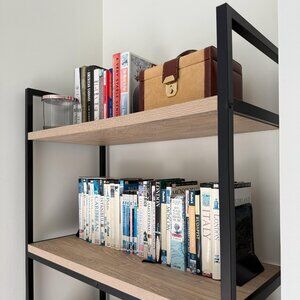 Bookshelf wood black metal